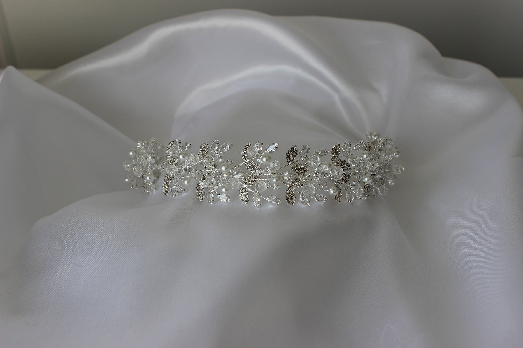 Silver bridal headpiece