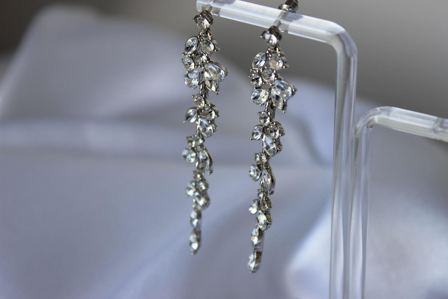 "CARISSA" Silver Drop Bridal Earrings