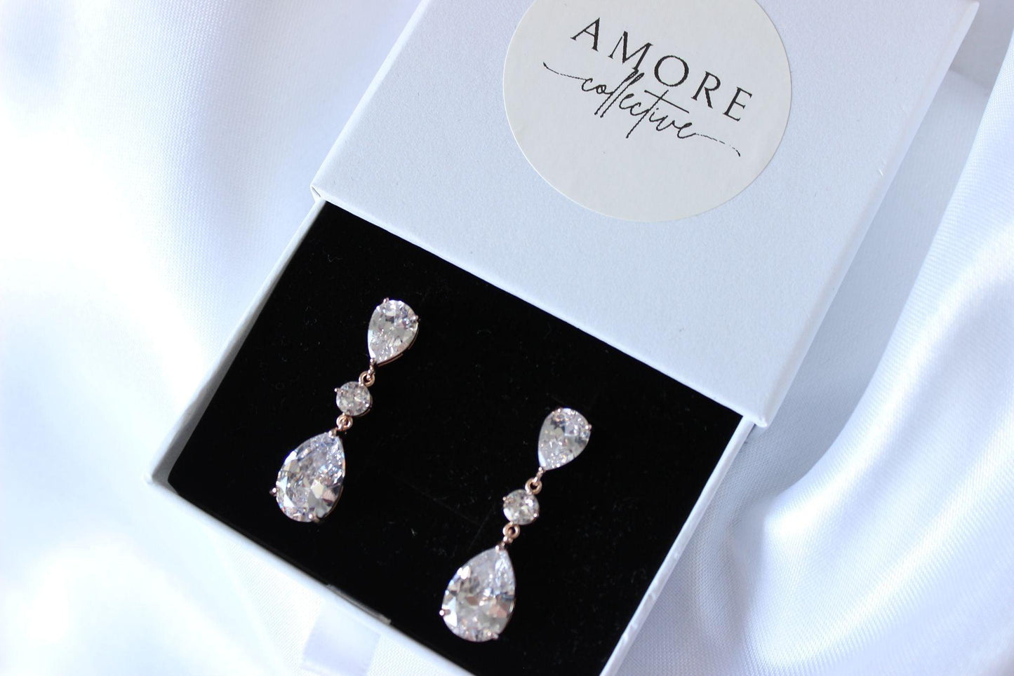 Amore Collective bridal wedding earrings cubic zirconia