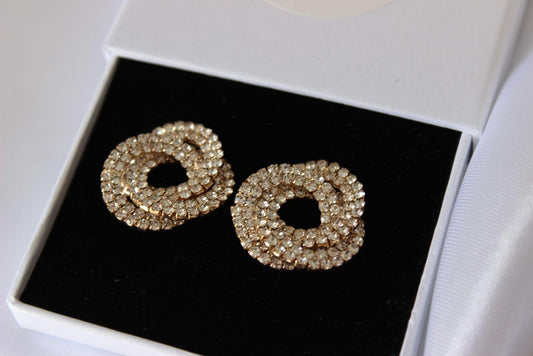 Large Bridal Swirl Gold Earrings