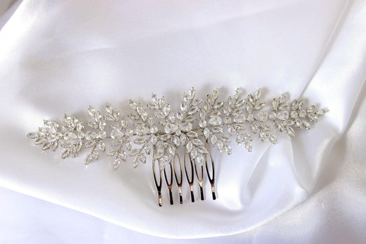 "KIRA" Silver Crystal Bridal Hair Pin