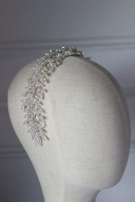 PRE-ORDER "NORA" Crystal Bridal Headpiece - Silver
