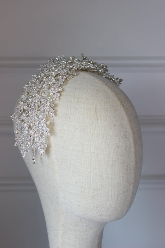 "LUNA" Silver Crystal Bridal Headpiece