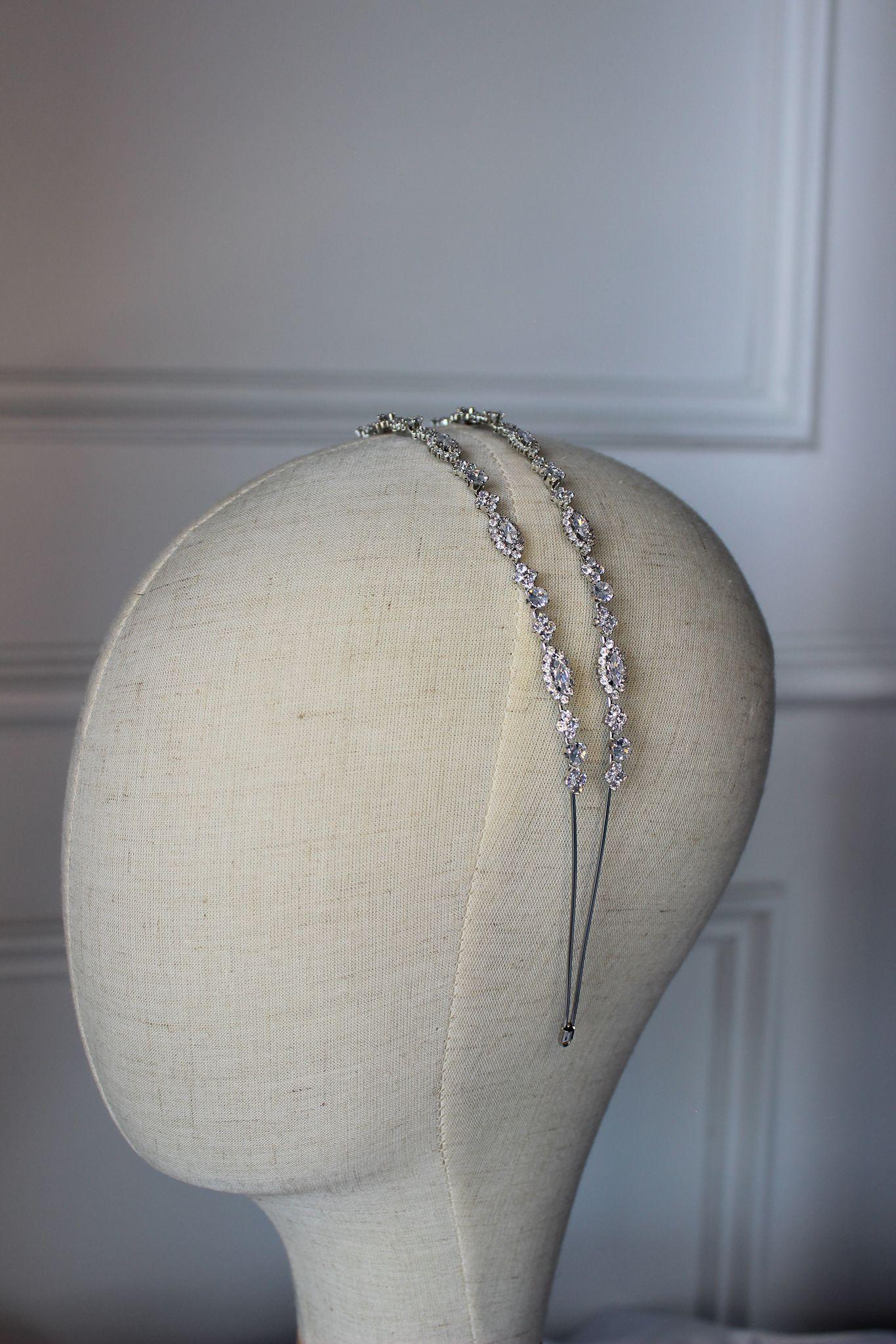 "ZARA" Double-Row Bridal Headband - Silver