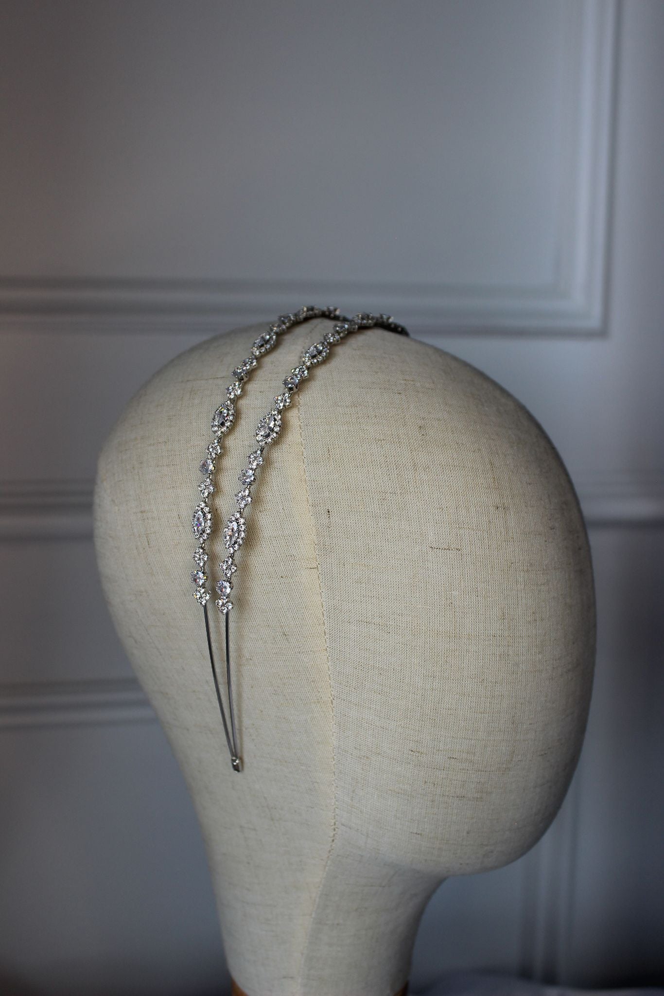 "ZARA" Double-Row Bridal Headband - Silver