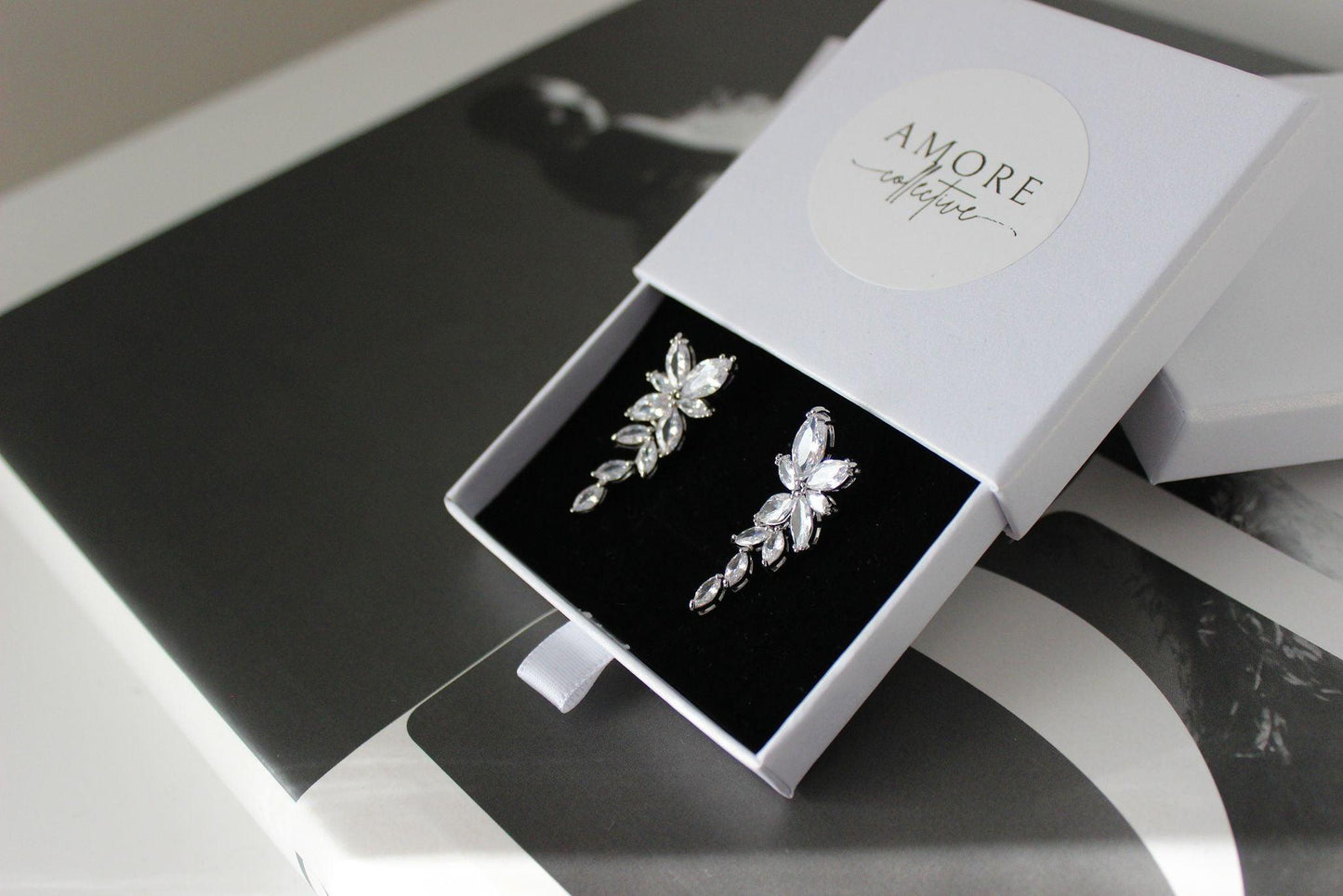 "CELESTE" Crystal Silver Earrings