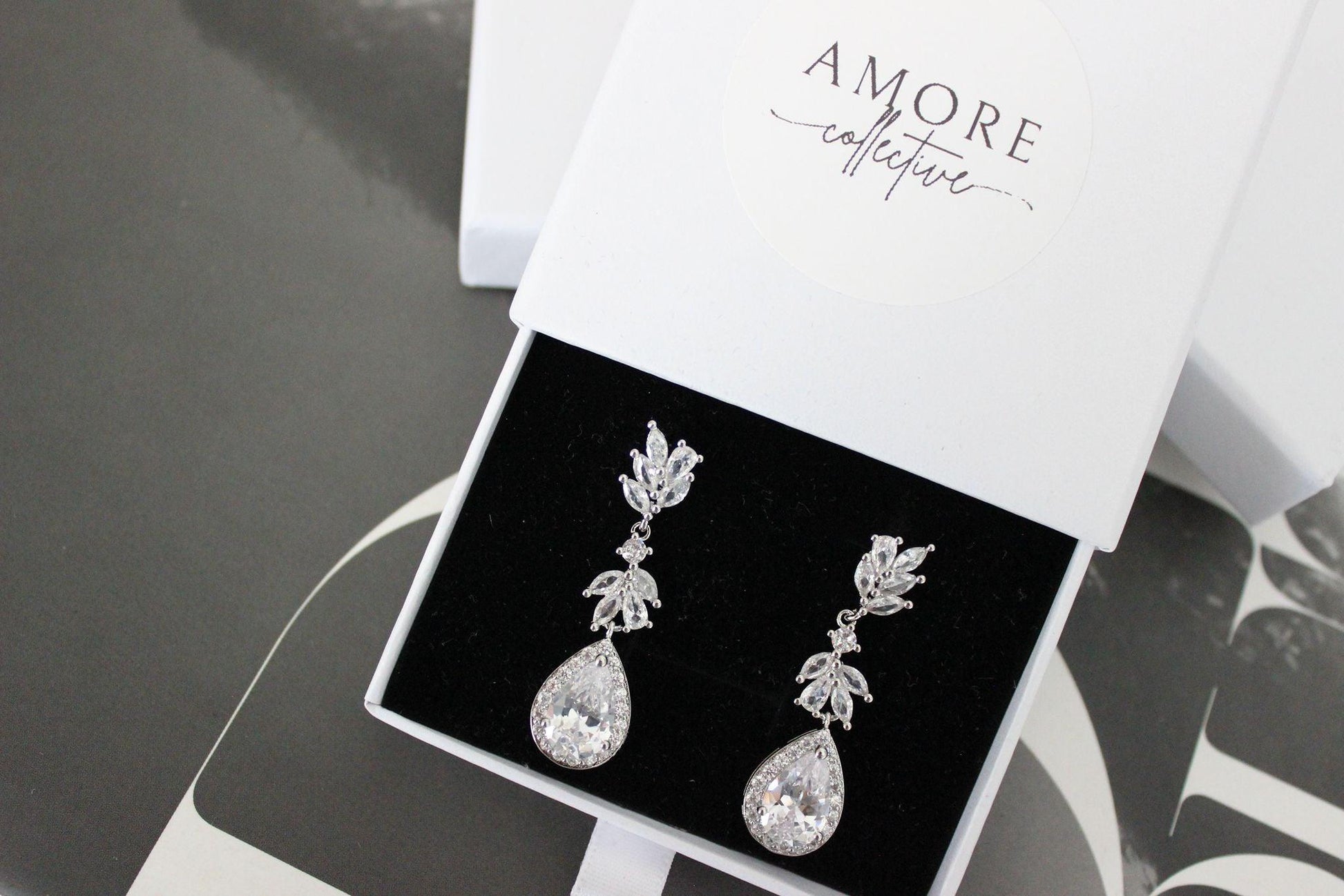 Amore Collective bridal wedding earrings cubic zirconia