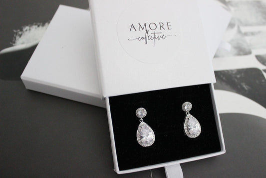 "SYLVIA" Cubic Zirconia Silver Earrings