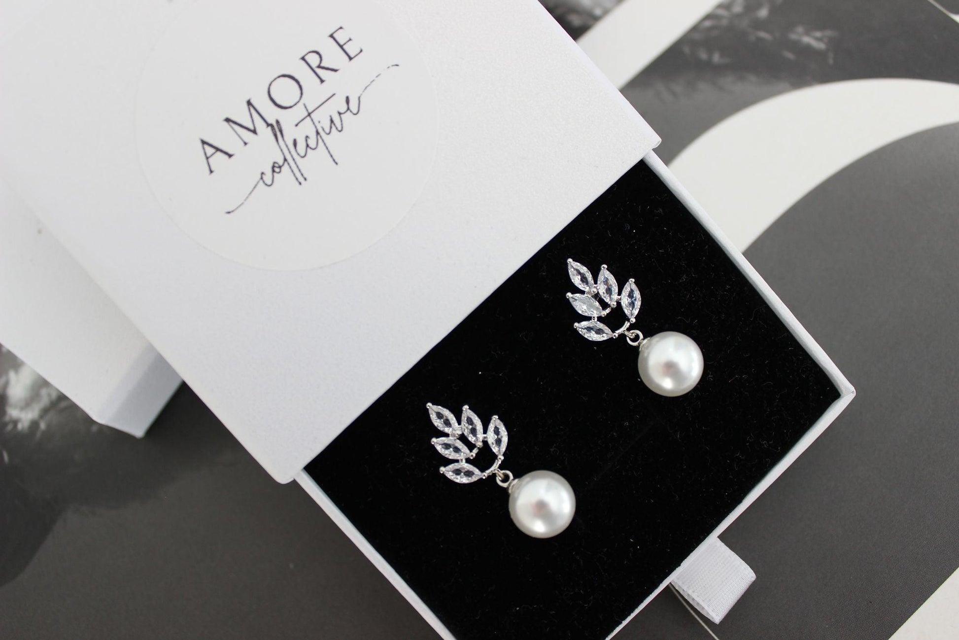 Amore Collective bridal wedding accessories earrings cubic zirconia pearl