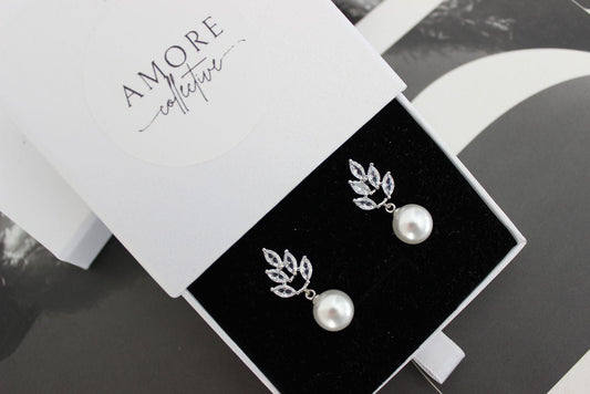 "JESSICA" Pearl Drop Silver Earrings