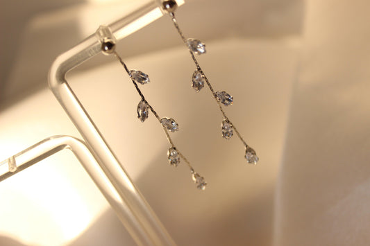 Silver Leaf Drop Earrings