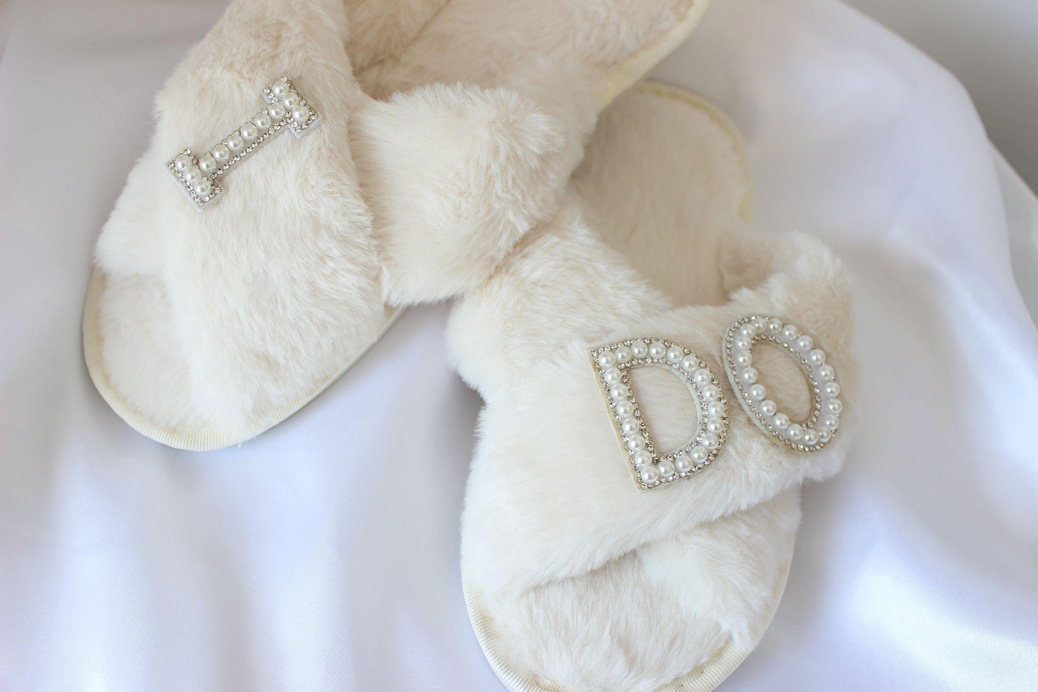 Ivory sales slippers wedding