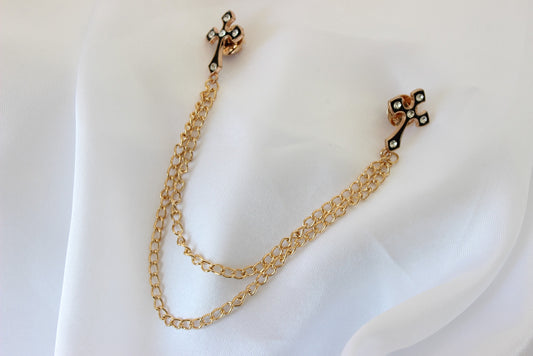 Gold Cross Chain Pin