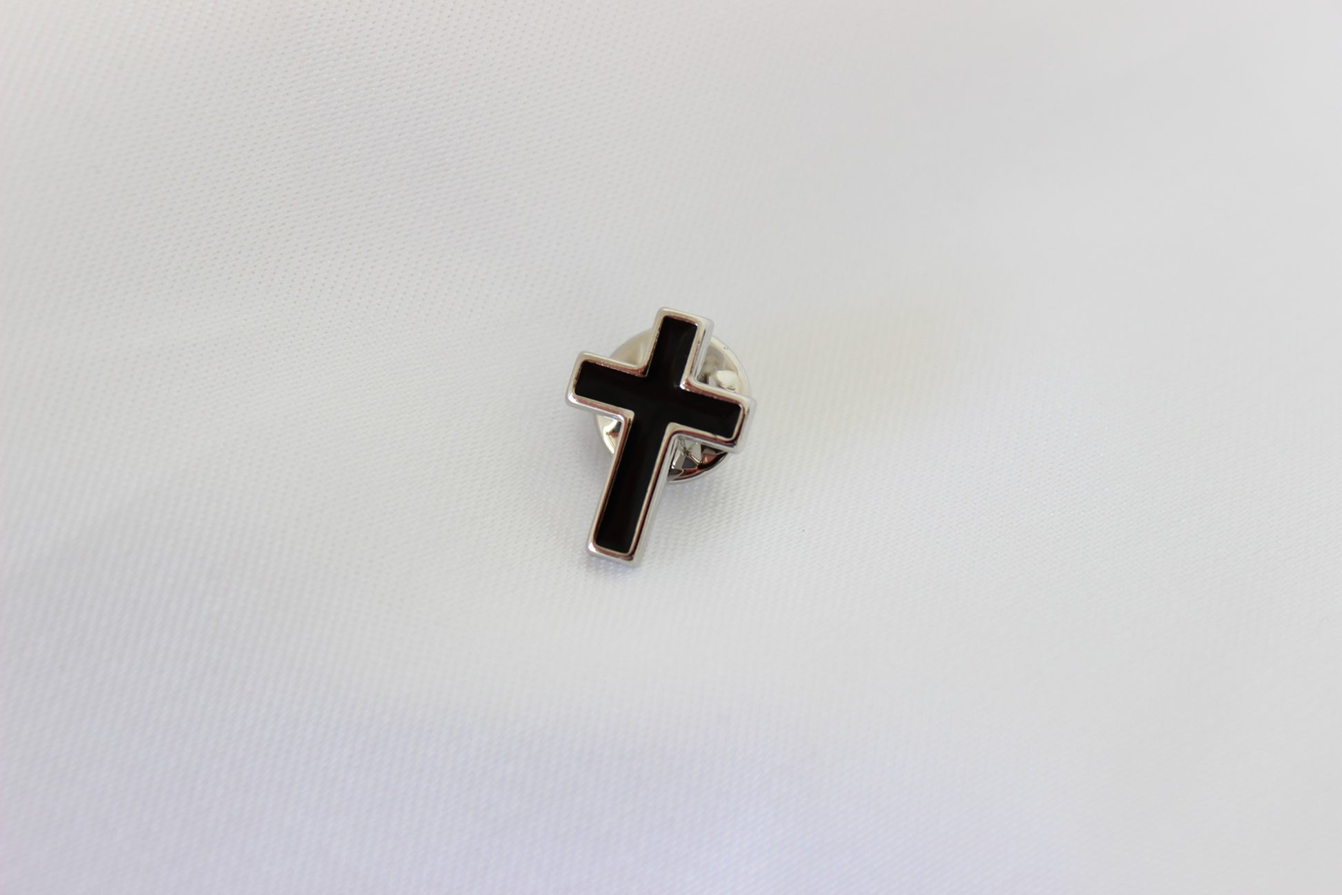 Black & Silver Cross Brooch