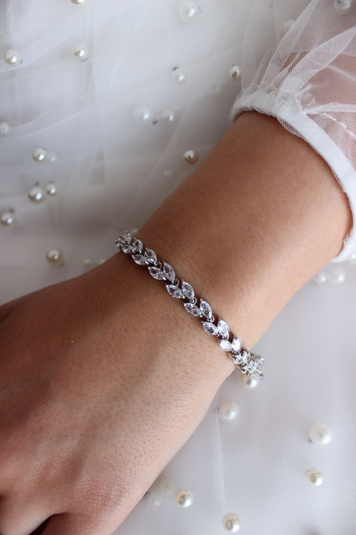 Silver Crystal Bridal Bracelet