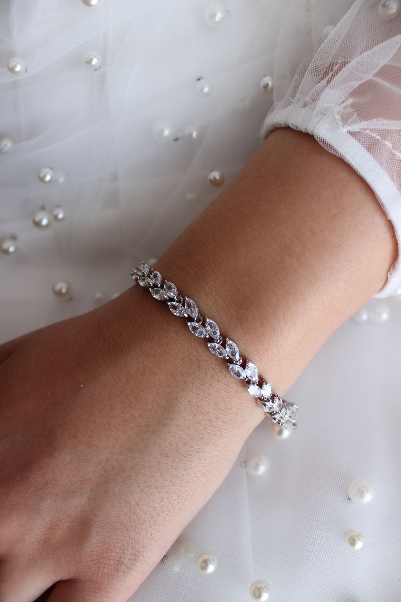  Rose Gold Crystal Bridal Bracelet