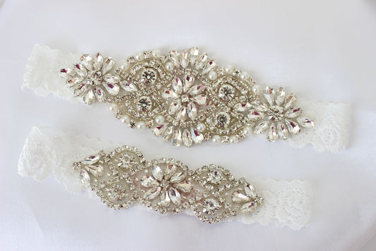Embellished Lace Bridal Bridal Garter Set of 2