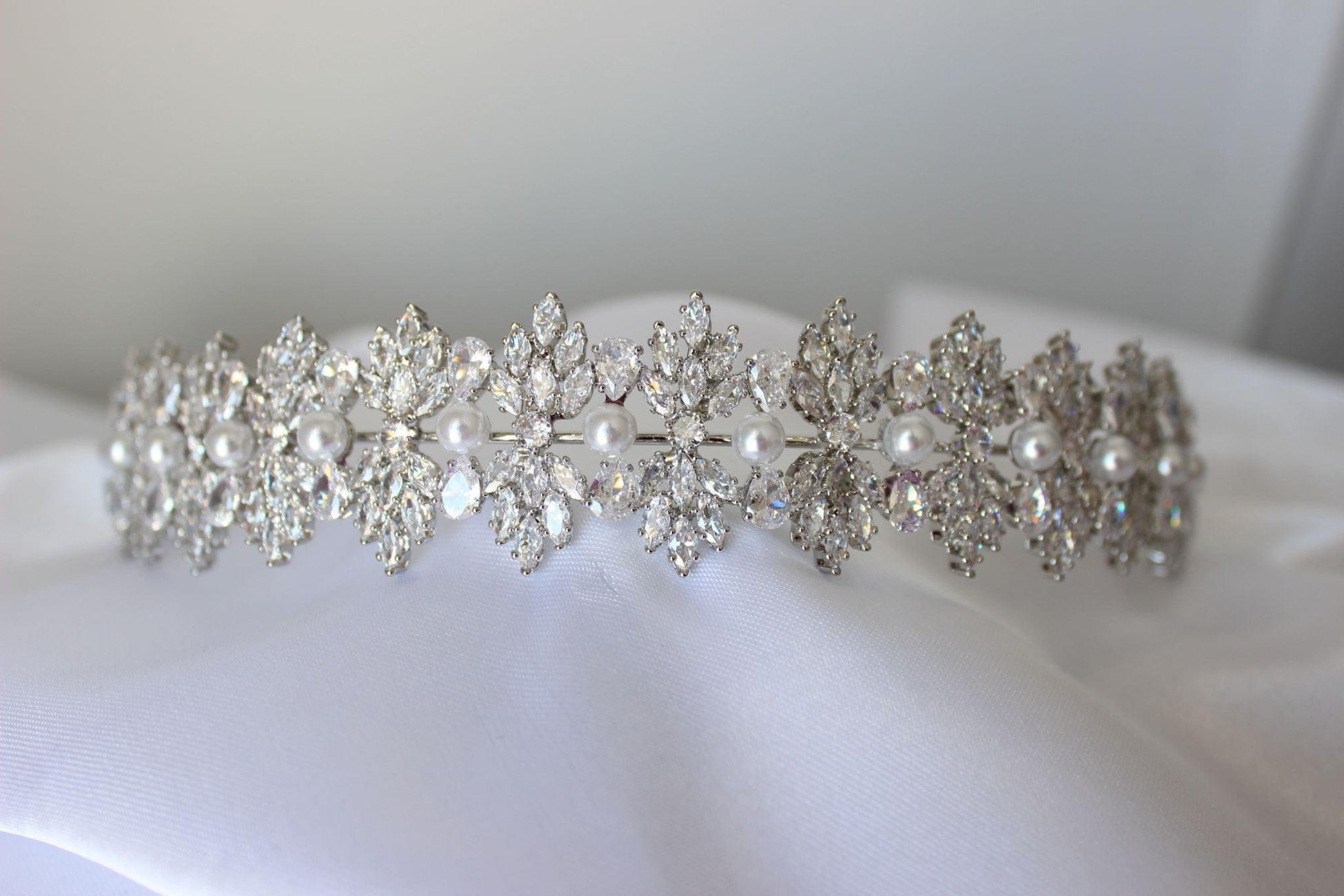 "KARMELA" Crystal Silver Bridal Headpiece