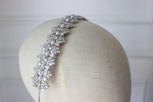 "KARMELA" Crystal Silver Bridal Headpiece