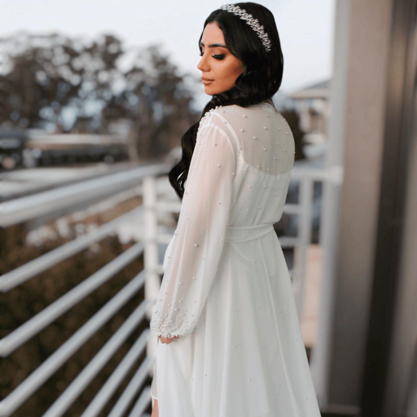 "SOFIA" Chiffon Pearl Bridal Robe