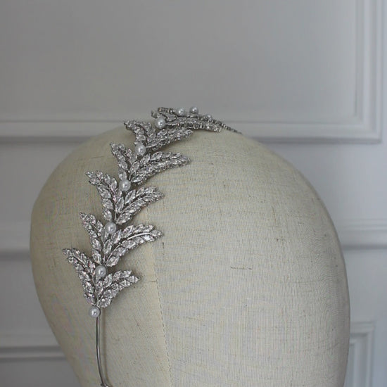 "VERONICA" Bridal Pearl & Silver Headpiece