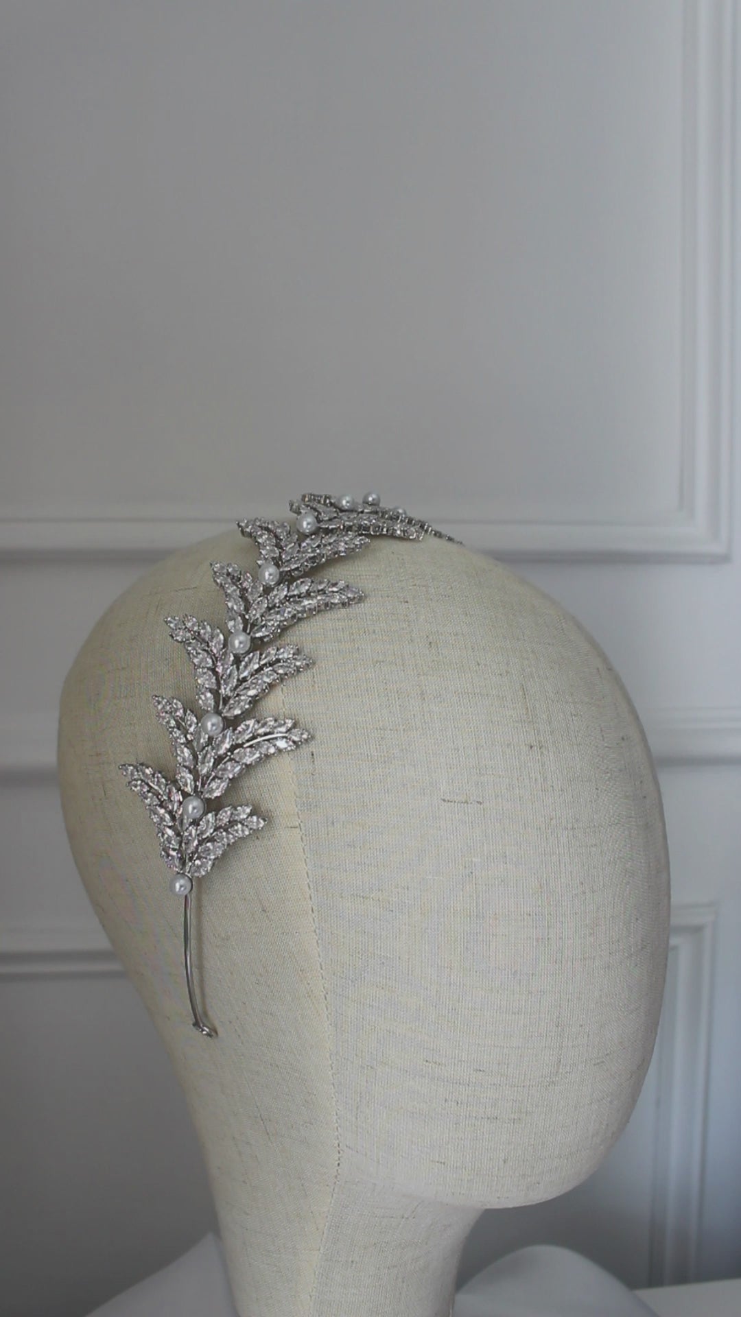 "VERONICA" Bridal Pearl & Silver Headpiece